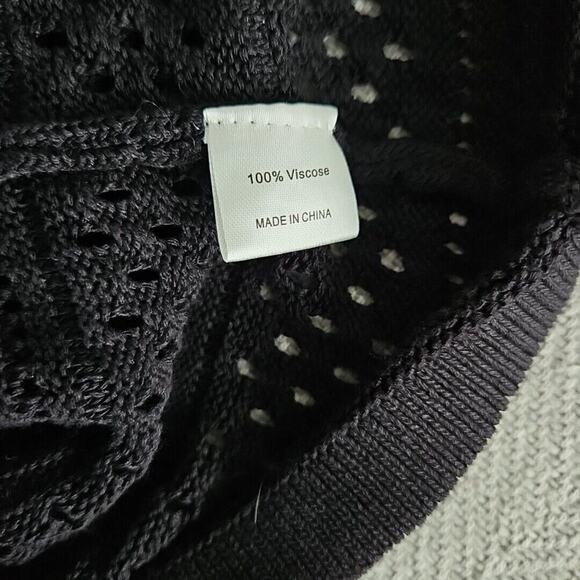 Hooklzo Tunic Blouse Medium Black Crochet Fairycore Y2K Boho Long Sleeve Luxe - Picture 14 of 15